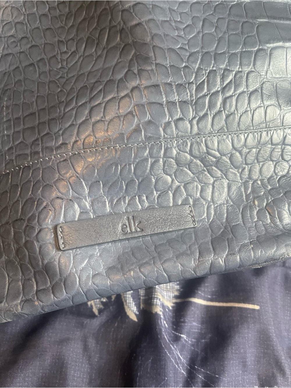 Elk Textured Navy Croc-Embossed Tote leather backpack
